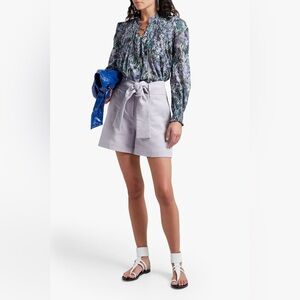 IRO Star belted cotton-twill shorts - Lavender women’s mid thigh pants size 34/2